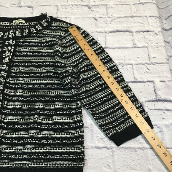 BELLEFLEUR Chiffon Trim Knit Striped Snap Down Cardigan Sweater - Women’s XL - Picture 6 of 14